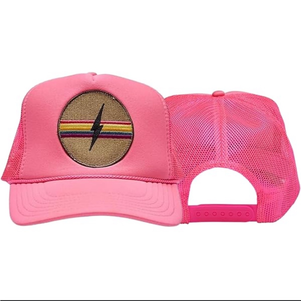 Vibrant Pink Women's Cap with Lightning Emblem